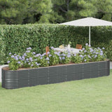 Garden Raised Bed Galvanised Steel 440x80x68 cm Anthracite 318971