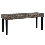 ZNTS Bench 110 cm Black Natural Kubu Rattan and Solid Mango Wood 285790