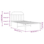 Metal Bed Frame without Mattress with Headboard Black 100x190cm 353629