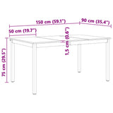 Dining Table Natural 150 x 90 x 75 cm Solid Pine Wood 892791