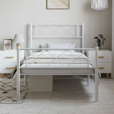 Metal Bed Frame without Mattress with Footboard White 100x200cm 372339
