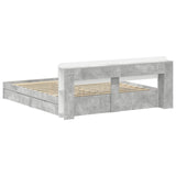 Bed Frame with Storage with Drawer Concrete Grey 200 x 200 cm 3433606
