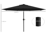 2.7m Outdoor Patio Garden Umbrella Parasol with Tilt Crank and 24 LEDs Lights, Black T3398P318674