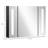 LED Bathroom Cabinet with Mirror, Wall Mounted Dimmable Brightness Storage Organiser with 3 Mirrored T3398P344122