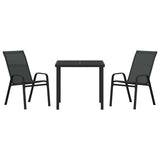 Garden Dining Set 3 pcs Black Powder-coated Steel 3379114