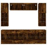 6 Piece TV Wall Cabinet Set with LED Lights Smoked Oak 3216801
