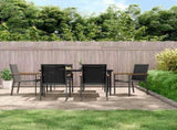 7 Piece Garden Dining Set Black Textilene and Steel 3187038