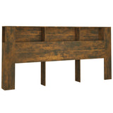 Headboard Cabinet Smoked oak Engineered wood 220x18.5x104.5 cm 817282