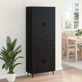 Highboard with Drawer 2 pcs Black oak Engineered Wood and Glass 3416202