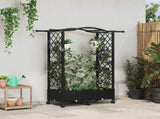 Raised Bed with Trellis and Roof Black 124 x 40 x 129 cm PP 3423010