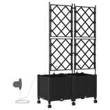 Garden Planter with Irrigation&Wheels 2 pcs Black PP 3423005