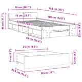 Bed Frame with Drawer without Mattress White 75x190 cm Small Single 3280804