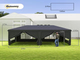 3 x 6 m Pop Up Gazebo with Sides and Windows, Height Adjustable Wedding Camping Party Tent Canopy T3398P317720