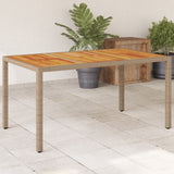 Garden Table Beige 150x90x75 cm Poly Rattan Acacia Wood 368127