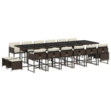 17 Piece Garden Dining Set with Cushions Brown Poly Rattan 3211365