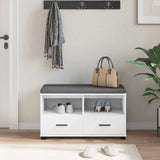 Hall Bench White 80 x 38 x 46 cm Engineered Wood and Fabric 891456