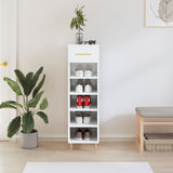 Shoe Cabinet High Gloss White 30x35x105 cm Engineered Wood 829662