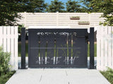 Garden Gate Anthracite 100x100 cm Steel Bamboo Design 153179