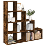 Room Divider Bookcase 4-Tier Smoked Oak 131.5x29x131.5 cm Engineered Wood 857971