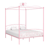 Canopy Bed Frame without Mattress Pink Metal 180x200 cm Super King 284491