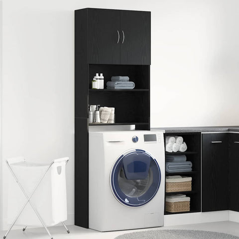 ZNTS Washing Machine Cabinet Black Oak 64x24x190 cm Engineered Wood 859128