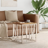 Coffee Table Silver Stainless Steel and Solid Wood Reclaimed 350048