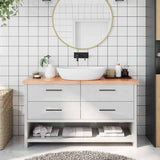 Bathroom Countertop Light Brown 140x30xcm Treated Solid Wood 3156145