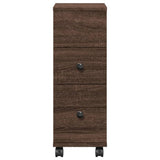 Narrow Bathroom Cabinet with Wheels Brown Oak Engineered Wood 855238