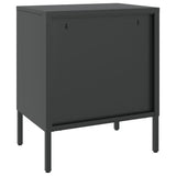 Nightstand Set of 2 Black Powder-coated steel, fluted glass 3211825