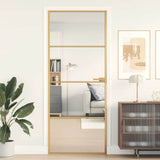 Interior Door Slim Golden 83x201.5 cm Tempered Glass and Aluminium 155133