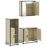 ZNTS 3 Piece Bathroom Furniture Set Sonoma Oak Engineered Wood 3300946