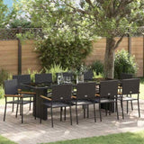 Garden Dining Set 11 pcs Black Poly Rattan 3365417