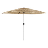 Garden Parasol with LEDs and Steel Pole Brown 300x200x250 cm 4005118