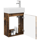 Bathroom Vanity Unit with Tap Smoked Oak 45.5 x 22.5 x 84 cm 889476