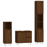 ZNTS 3 Piece Bathroom Furniture Set Brown Oak Engineered Wood 3190228
