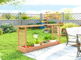 Raised Planter with Trellis, Wooden Raised Bed with Hanging Roof and Drainage Holes for Garden, T3398P552562
