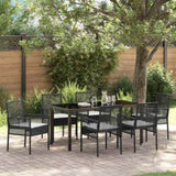 Garden Dining Set with Cushion 7 pcs Black Poly rattan 3379867