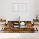 Storage Bed Frame Smoked Oak 200 x 200 cm Engineered Wood 3335265