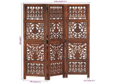 Hand Carved 3-Panel Room Divider Brown 120x165 cm Solid Mango Wood 285334