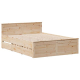 Bed Frame without Mattress with Headboard 150x200 cm King Size Solid Wood Pine 3308762
