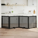 Dog Gate with Door Foldable 4 Panels Black 320 cm Poplar Wood 352259
