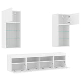 5 Piece TV Wall Units with LED White Engineered Wood 3216743
