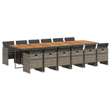13 Piece Garden Dining Set with Cushions Grey Poly Rattan 3210590