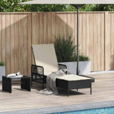 Sun Lounger Black and Cream White 55 x 200 x 92 cm Poly Rattan 365425