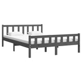ZNTS Bed Frame without Mattress Grey Solid Wood 140x200 cm 810681