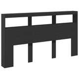 Headboard Cabinet Black Engineered wood 180x17x102 cm 839211
