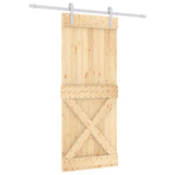 Sliding Door Natural and White 85 x 210 cm Solid Pine Wood 3444943