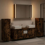 Bathroom Furniture Set 6 pcs Smoked Oak 3407171
