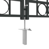 Fence Gate ASSEN 401 x 175.5 cm Steel Grey Lockable 42008942