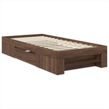 Bed Frame with Headboard Brown Oak 100 x 200 m Engineered Wood 3408794